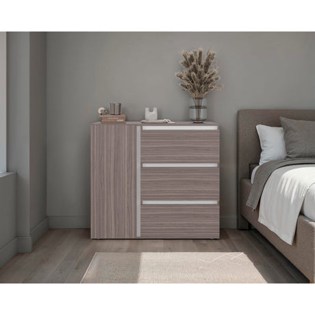 Cómoda Niza Avellana y Blanco 100x91cm de Tres Hileras con Tres Cajones - CAJONERAS Y COMODAS | Bylmo