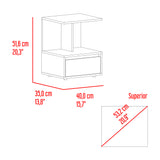 Mesa de Noche Miki Avellana y Blanco 40x51.6cm con Un Cajón y Con Tres Compartimientos - MESAS DE NOCHE | Bylmo