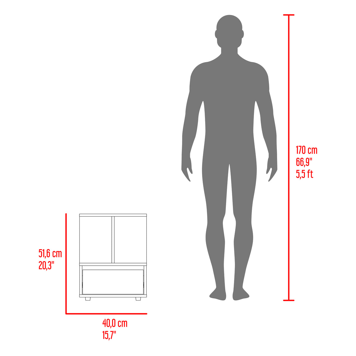 Mesa de Noche Miki Avellana y Blanco 40x51.6cm con Un Cajón y Con Tres Compartimientos - MESAS DE NOCHE | Bylmo