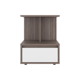 Mesa de Noche Miki Avellana y Blanco 40x51.6cm con Un Cajón y Con Tres Compartimientos - MESAS DE NOCHE | Bylmo