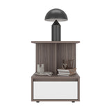 Mesa de Noche Miki Avellana y Blanco 40x51.6cm con Un Cajón y Con Tres Compartimientos - MESAS DE NOCHE | Bylmo