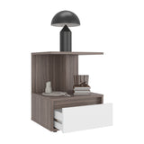 Mesa de Noche Miki Avellana y Blanco 40x51.6cm con Un Cajón y Con Tres Compartimientos - MESAS DE NOCHE | Bylmo