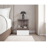 Mesa de Noche Miki Avellana y Blanco 40x51.6cm con Un Cajón y Con Tres Compartimientos - MESAS DE NOCHE | Bylmo