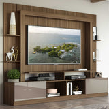 Centro de Entretenimiento Berlín Café 213x171cm Para TV Hasta 65" Pulgadas con Dos Comportimientos - MUEBLES DE TV | Bylmo