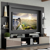 Centro de Entretenimiento Berlín Negro 213x171cm Para TV Hasta 65" Pulgadas con Dos Comportimientos