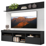 Centro de Entretenimiento Madrid Blanco y Negro 175x116cm Para TV Hasta 75" Pulgadas con Tres Comportimientos - MUEBLES DE TV | Bylmo
