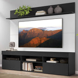 Centro de Entretenimiento Madrid Blanco y Negro 175x116cm Para TV Hasta 75" Pulgadas con Tres Comportimientos - MUEBLES DE TV | Bylmo