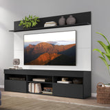 Centro de Entretenimiento Madrid Blanco y Negro 175x116cm Para TV Hasta 75" Pulgadas con Tres Comportimientos - MUEBLES DE TV | Bylmo