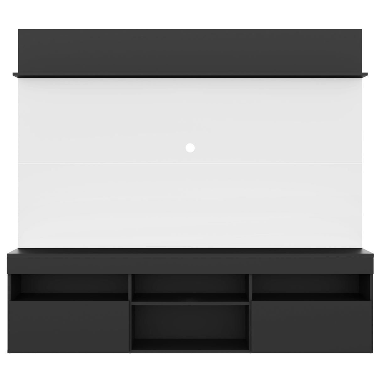 Centro de Entretenimiento Madrid Blanco y Negro 175x116cm Para TV Hasta 75" Pulgadas con Tres Comportimientos - MUEBLES DE TV | Bylmo