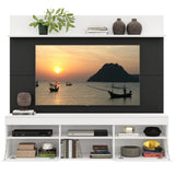 Centro de Entretenimiento Madrid Negro y Blanco 175x116cm Para TV Hasta 75" Pulgadas con Tres Comportimientos - MUEBLES DE TV | Bylmo