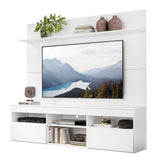 Centro de Entretenimiento Madrid Blanco 175x116cm Para TV Hasta 75" Pulgadas con Tres Comportimientos - MUEBLES DE TV | Bylmo