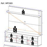 Centro de Entretenimiento Madrid Blanco 175x116cm Para TV Hasta 75" Pulgadas con Tres Comportimientos - MUEBLES DE TV | Bylmo