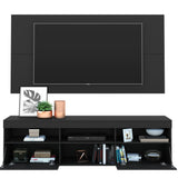 Centro de Entretenimiento Florida Negro 175x90cm Para TV Hasta 65" Pulgadas con Tres Comportimientos - MUEBLES DE TV | Bylmo