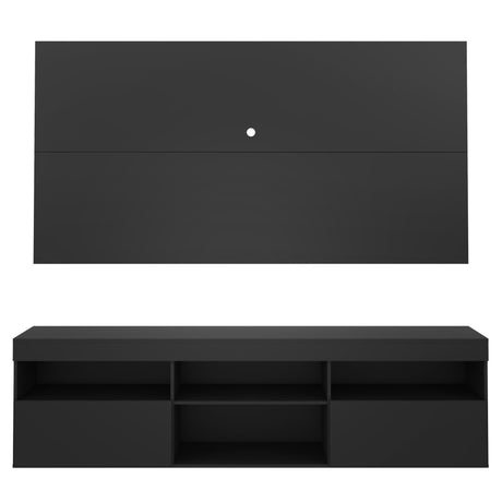 Centro de Entretenimiento Florida Negro 175x90cm Para TV Hasta 65" Pulgadas con Tres Comportimientos - MUEBLES DE TV | Bylmo