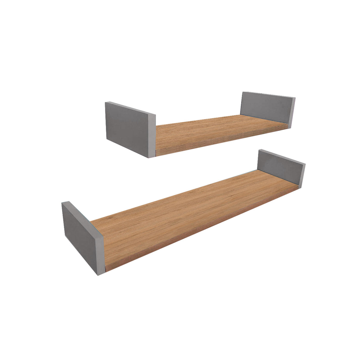 Set de 2 Repisas Toscana Madera Natural y Gris 57x8cm Rectangular con Un Entrepaño - REPISAS | Bylmo