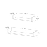 Set de 2 Repisas Toscana Madera Natural y Gris 57x8cm Rectangular con Un Entrepaño - REPISAS | Bylmo