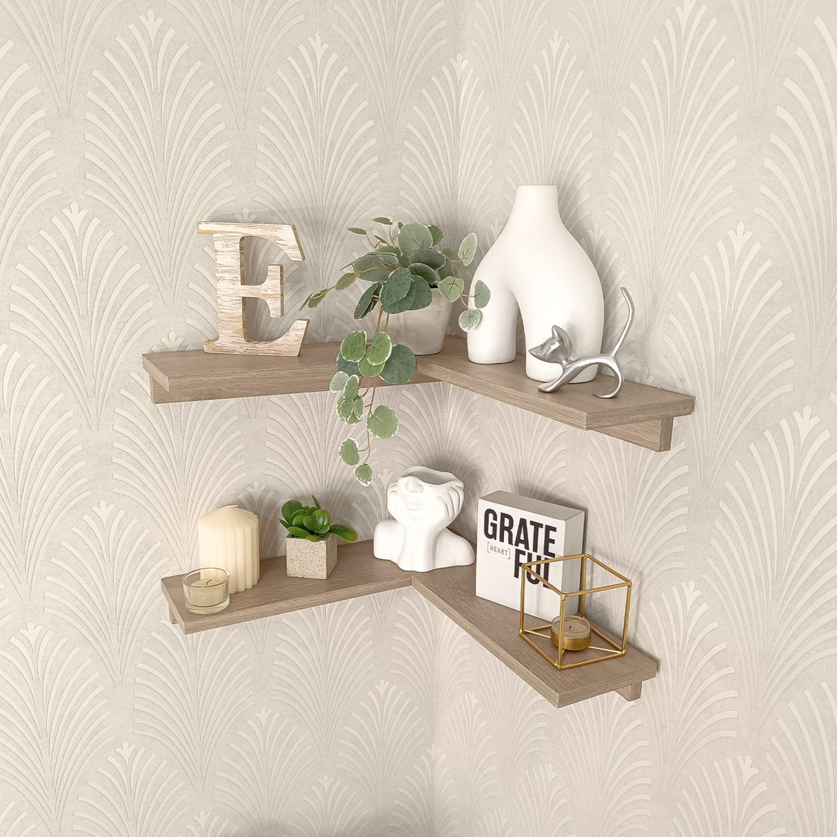 Set de 2 Repisas Bali Bardolino 40x6cm Irregular con Cuatro Entrepaños - REPISAS | Bylmo