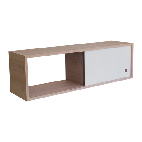 Repisa Nórdica Madera Natural y Blanco 63x21cm Rectangular con Seis Entrepaños - REPISAS | Bylmo