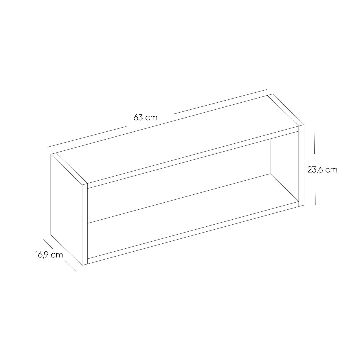 Repisa Nórdica Madera Natural y Blanco 63x21cm Rectangular con Seis Entrepaños
