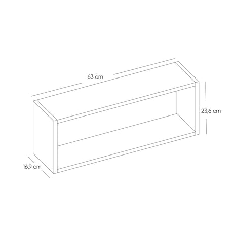 Repisa Nórdica Madera Natural y Blanco 63x21cm Rectangular con Seis Entrepaños