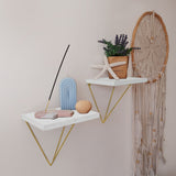 Set de 2 Repisas Cherry Blanco y Dorado 20x21cm Triangular con Dos Entrepaños - REPISAS | Bylmo