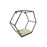 Repisa Madera Natural y Negro 30x30cm Hexagonal con Un Entrepaño - REPISAS | Bylmo