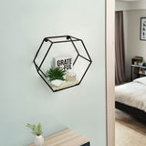 Repisa Madera Natural y Negro 30x30cm Hexagonal con Un Entrepaño - REPISAS | Bylmo