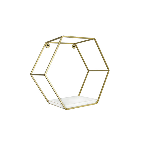 Repisa Blanco y Dorado 30x30cm Hexagonal con Un Entrepaño - REPISAS | Bylmo