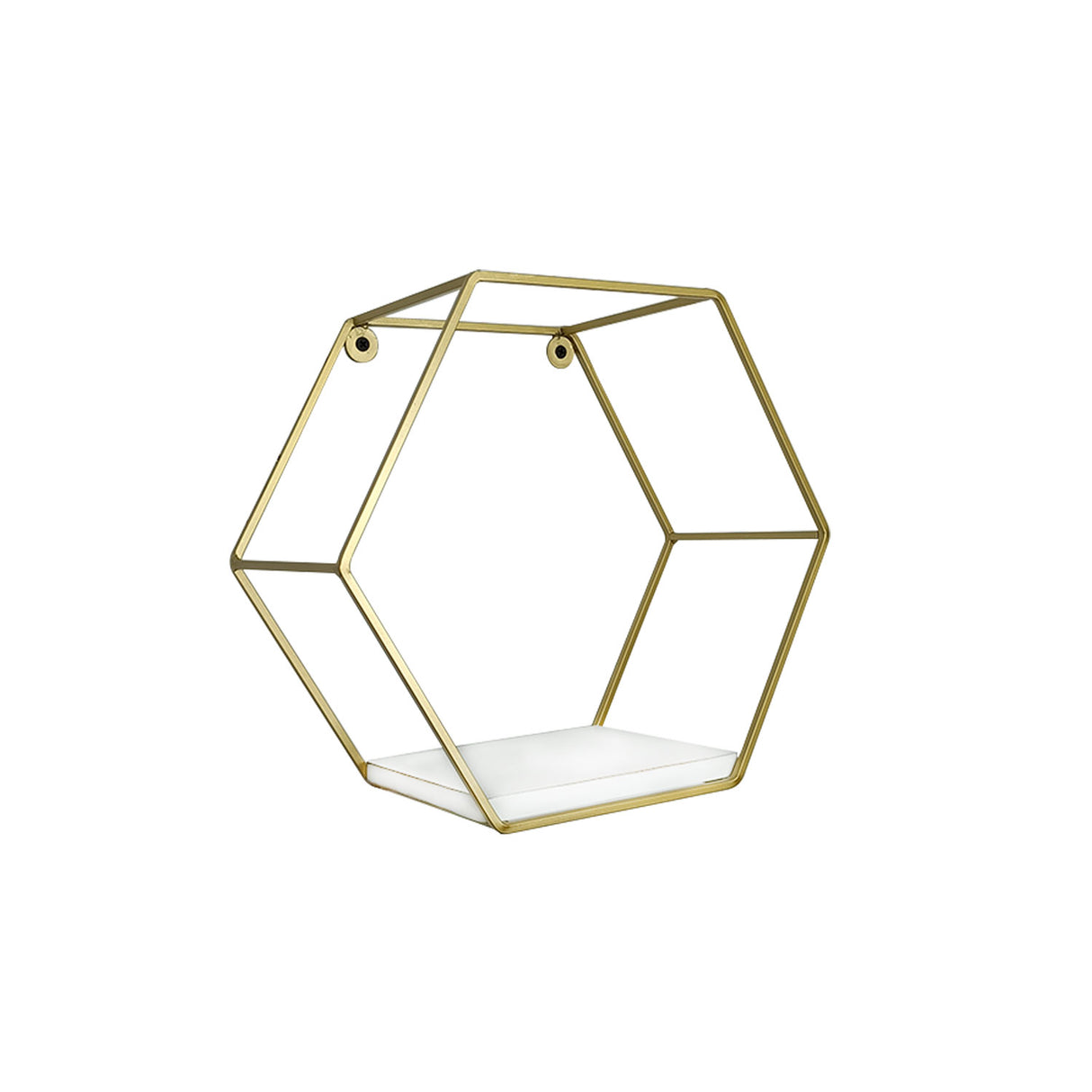 Repisa Blanco y Dorado 30x30cm Hexagonal con Un Entrepaño