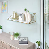 Repisa Novo Blanco y Dorado 60x15cm Rectangular con Un Entrepaño