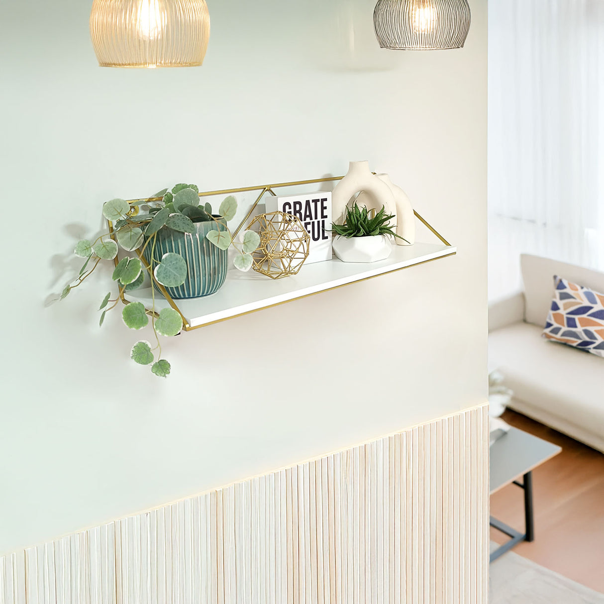 Repisa Novo Blanco y Negro 60x15cm Rectangular con Un Entrepaño - REPISAS | Bylmo