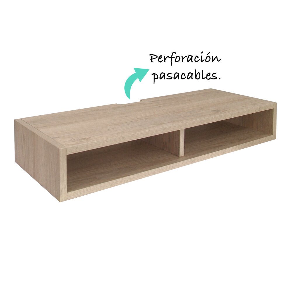 Repisa Smart Madera Natural 83x15cm Rectangular con Dos Entrepaños - REPISAS | Bylmo