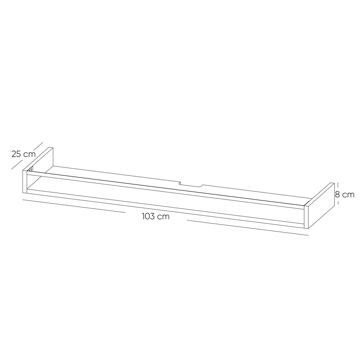 Repisa Magno Madera Natural y Negro 103x8cm Rectangular con Un Entrepaño - REPISAS | Bylmo