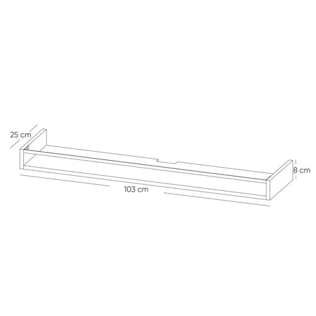 Repisa Magno Madera Natural y Negro 103x8cm Rectangular con Un Entrepaño - REPISAS | Bylmo