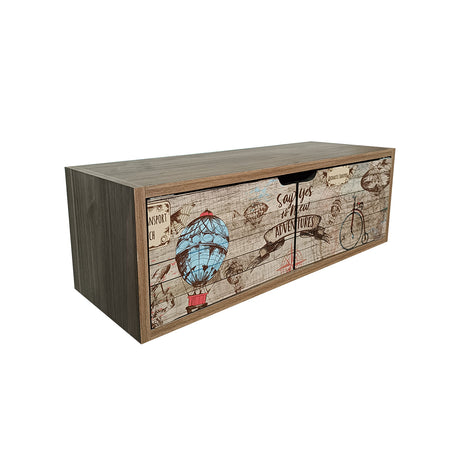 Repisa Adventure Café Print 63x21cm Rectangular con Dos Entrepaños - REPISAS | Bylmo