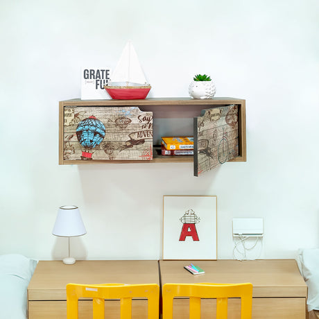 Repisa Adventure Café Print 63x21cm Rectangular con Dos Entrepaños - REPISAS | Bylmo