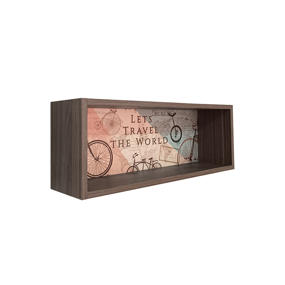 Repisa Travel Café Print 63x23.6cm Rectangular con Dos Entrepaños - REPISAS | Bylmo