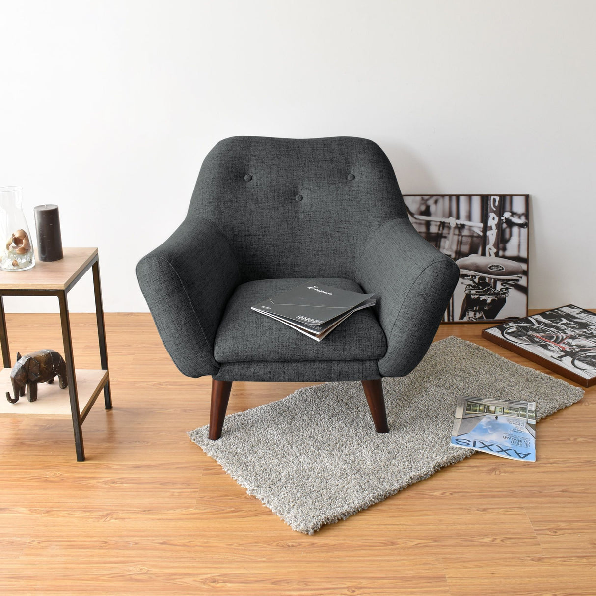 Poltrona Lincoln Gris 86x80cm De un Puesto con Apoya Brazos - SOFAS Y POLTRONAS | Bylmo