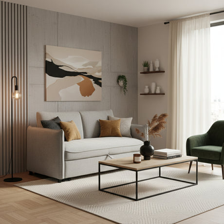 Sofá Cama Zahari Gris 159x79cm De Tres Puestos Reclinable con Resposapies con Apoya Brazos - SOFAS Y POLTRONAS | Bylmo