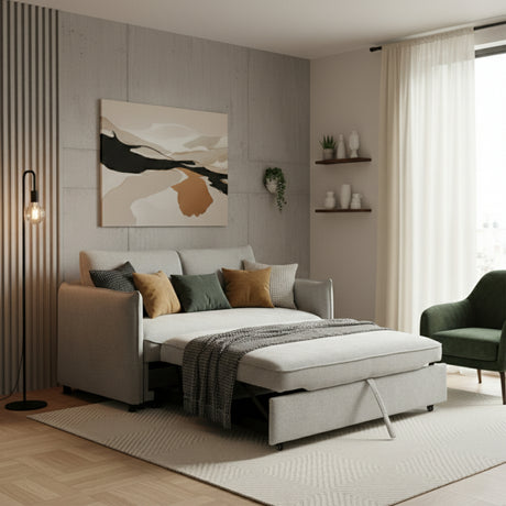 Sofá Cama Zahari Gris 159x79cm De Tres Puestos Reclinable con Resposapies con Apoya Brazos - SOFAS Y POLTRONAS | Bylmo