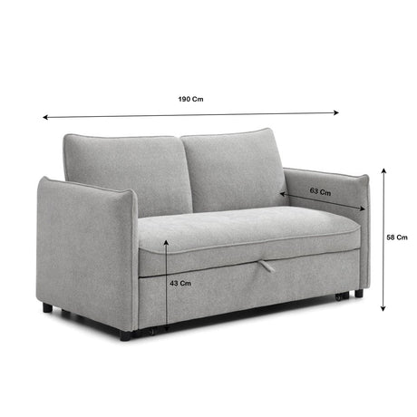 Sofá Cama Zahari Gris 159x79cm De Tres Puestos Reclinable con Resposapies con Apoya Brazos - SOFAS Y POLTRONAS | Bylmo