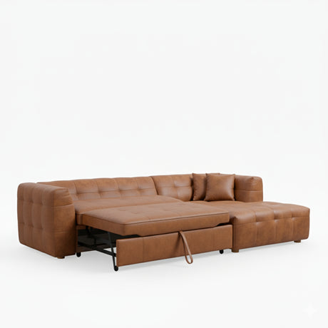 Sofá Cama en L Esquinero Deluxe Marron 240x70cm De Tres Puestos con Apoya Brazos - SOFAS Y POLTRONAS | Bylmo