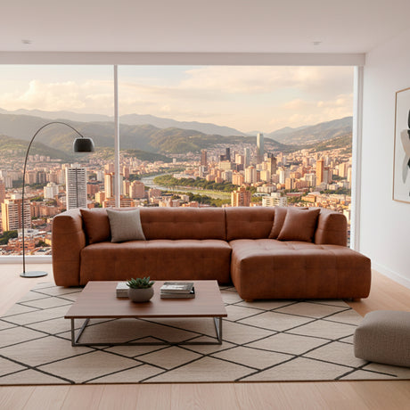 Sofá Cama en L Esquinero Deluxe Marron 240x70cm De Tres Puestos con Apoya Brazos - SOFAS Y POLTRONAS | Bylmo