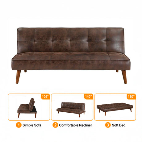 Sofá Cama Jensen Marron 180x68cm De Tres Puestos Reclinable - SOFAS Y POLTRONAS | Bylmo