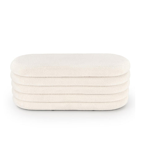 Puff Blanco Almendra 120x40cm De Dos Puestos con Almacenamiento - SOFAS Y POLTRONAS | Bylmo