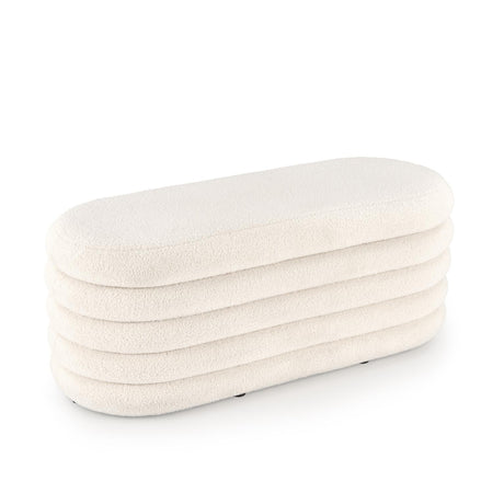 Puff Blanco Almendra 120x40cm De Dos Puestos con Almacenamiento - SOFAS Y POLTRONAS | Bylmo