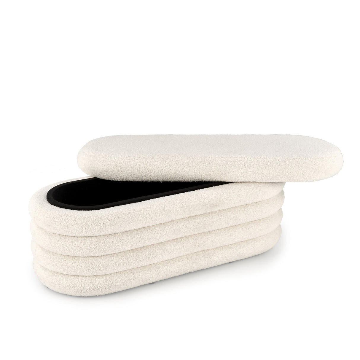 Puff Blanco Almendra 120x40cm De Dos Puestos con Almacenamiento - SOFAS Y POLTRONAS | Bylmo