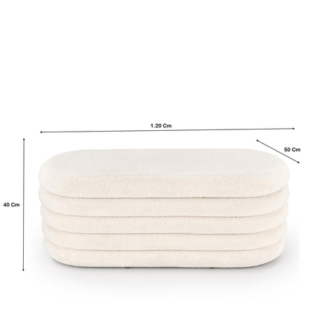 Puff Blanco Almendra 120x40cm De Dos Puestos con Almacenamiento - SOFAS Y POLTRONAS | Bylmo