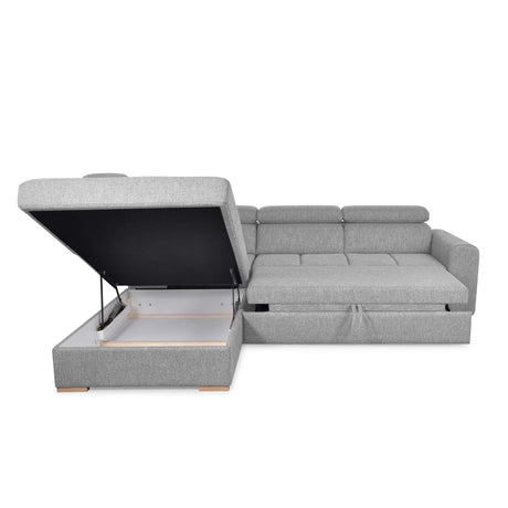 Sofá Cama Gris Concreto 266x67cm De Cinco Puestos Reclinable con Almacenamiento con Apoya Brazos - SOFAS Y POLTRONAS | Bylmo
