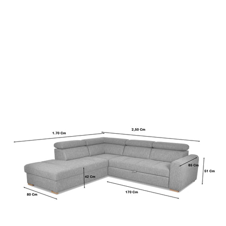 Sofá Cama Gris Concreto 266x67cm De Cinco Puestos Reclinable con Almacenamiento con Apoya Brazos - SOFAS Y POLTRONAS | Bylmo